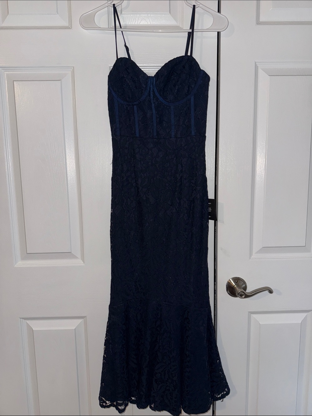 Lulu's Navy Lace Bustier Midi Dress